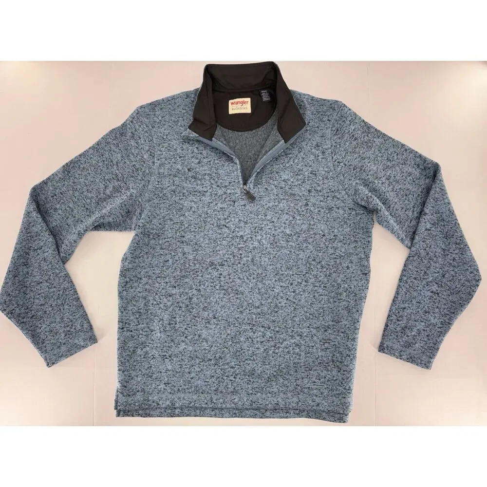 Wrangler George Strait Fleece Sweater Mens Sz M Western Work Farm Blue 1/4 Zip - Picture 3 of 15